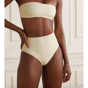 NEW JADE SWIM women's all around bandeau top in ribbed ivory